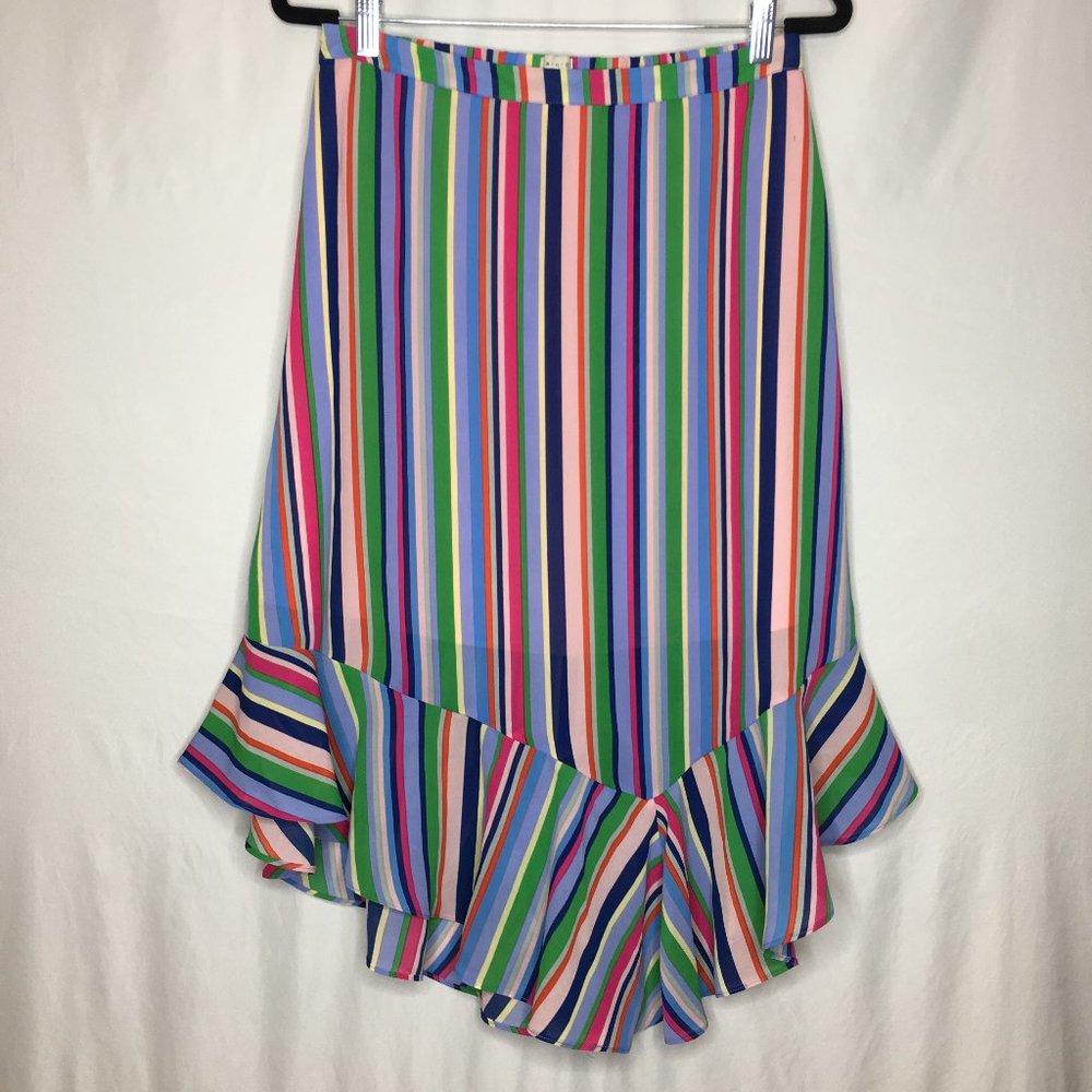 A New Day striped asymmetric hem midi skirt S9